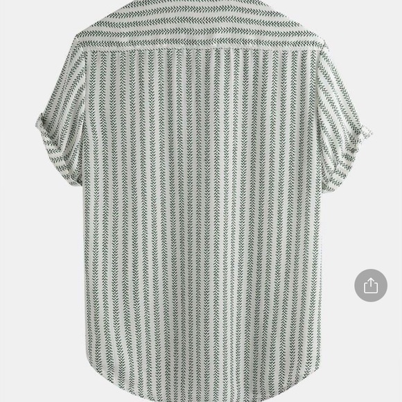 Men's Green and White Casual Button-Down Shirt - Picture 2 of 6